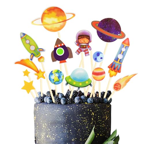 Cumpleaños Tarta Decoración para Espacial Cake Topper con Tema Espacial Decoracion Tartas Cumpleaños de Astronauta Planetas Tarta Astronauta Decoración Tartas Espaciales