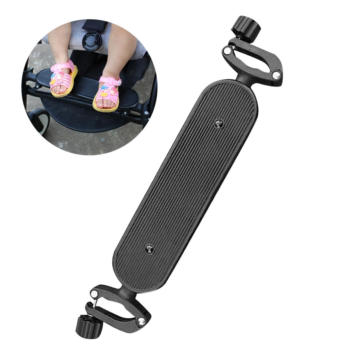 Abaodam Pédale Réglable pour Poussette Bébé en Plastique Noir Repose-Pieds Extensible Compatible Plusieurs Modèles Support de Pied Ergonomique pour Confort Garçon et Filles en Promenade