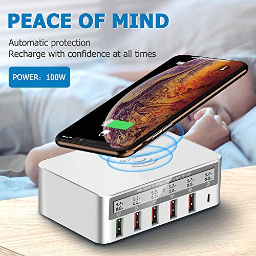 Caricatore Wireless Stazione Ricarica USB Multipla...