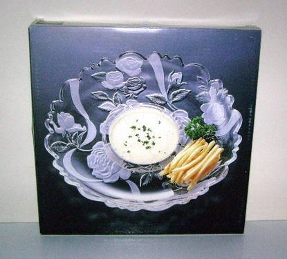 Laura Glass Rose Garden Embossed Glass Platter