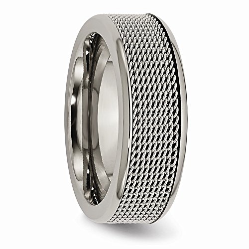 Diamond2Deal Titanium Base with Stainless Steel Mesh Center 8mm Wedding Band Ring4