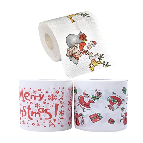Weihnachtsrolle Papier Serviettenfarbe Lustige Toilettenpapier Weihnachtsmuster Serie Gedruckt Weihnachtsdekorationen Geschenke für Haus Cover