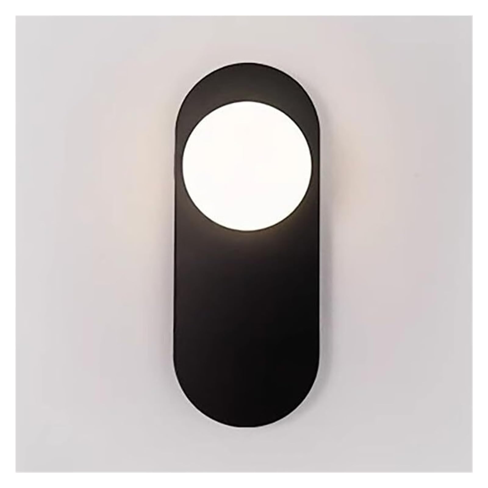 KHUKHU Bathroom Vanity Light Fixture, Glass Wall Lamp with Sphere Lampshade, Hardwired Hallway Light Fixture, Modern Wall Sconce for Bedside Corridor and Living Roome(Black)