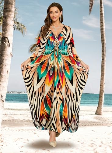 Women's Kaftan Dress 2025 V-Neck Beach Cover Up for Swimsuit, Lightweight Mumu Loungewear & Home Caftan Dress4