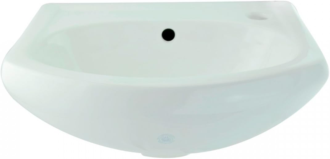 Buy 1 get 1 Renovators Supply Manufacturing Dell Wall Mounted Bathroom Sink 16 1/8 Wide White Grade A Ceramic Porcelain Coated Round Floating Wall Hung Sink With Overflow And Pre Drilled Single Faucet Hole