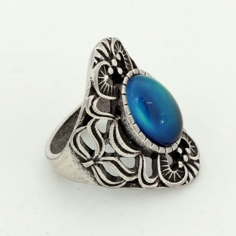 LOKILOKI 2 Uds Anillos De Estado De Ánimo Que Cambian De Color Chapados En Plata Antigua Que Cambian La Temperatura del Color Conjunto De Anillos De Sensación De Emoción para Mujeres/Hombres
