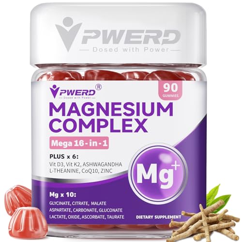 PWERD Magnesium Sleep | Magnesium Complex for Women & Adults | Gummies with Glycinate Citrate 16-in-1 Formula-Deep-Calm for Relaxation Muscle Bone and Energy Support* No Added Sugar 90 Gummies