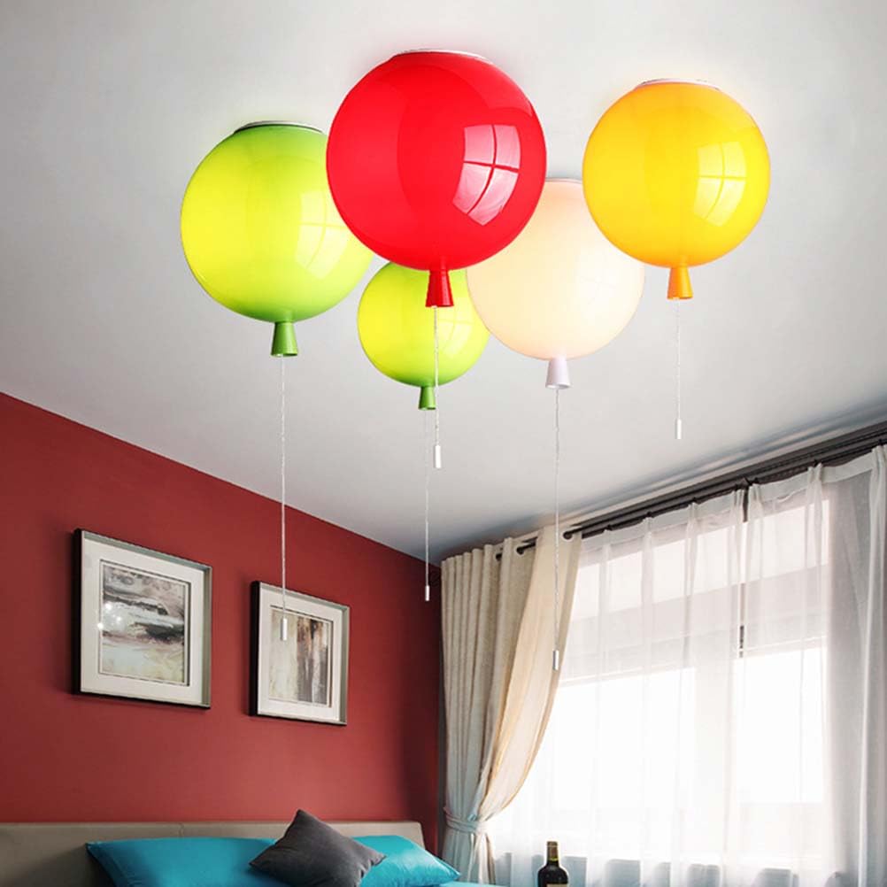 AoLa Balonowa lampa sufitowa do pokoju dziecięcego, Kolorowa lampa sufitowa balon z włącznikiem w pokoju chłopca, dziewczynki Dekoracyjny żyrandol z akrylowym abażurem lampa balonowa,Red,25CM