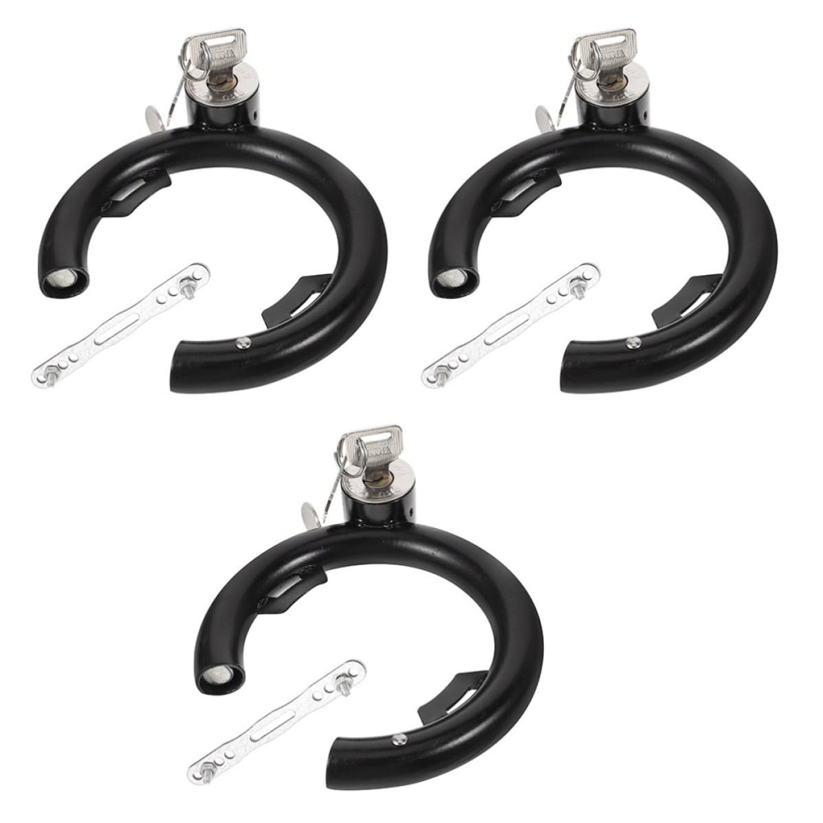 3 Set Lucchetto Antifurto per Bicicletta in Acciaio Inox, Nero