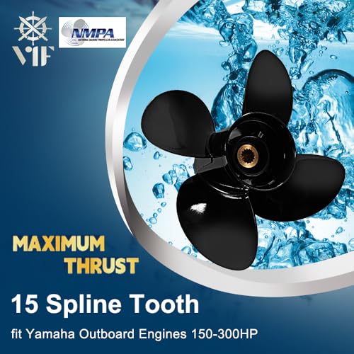 Image of VIF OEM Upgrade 14 1 /2x17 Aluminum Boat Propeller for Yamaha 150hp 175hp 200hp 220hp 225hp 250hp 300hp F150 F175 F200 F225 Outboard Engines,15 Tooth, 4 Blades, Rh