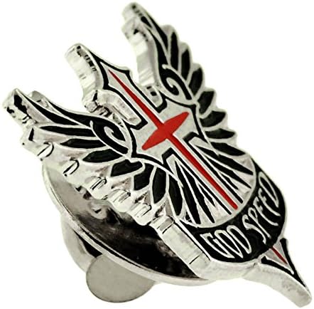 PinMart God Speed Cross Angel Wings Biker Enamel Lapel Pin – 1 Piece image 5