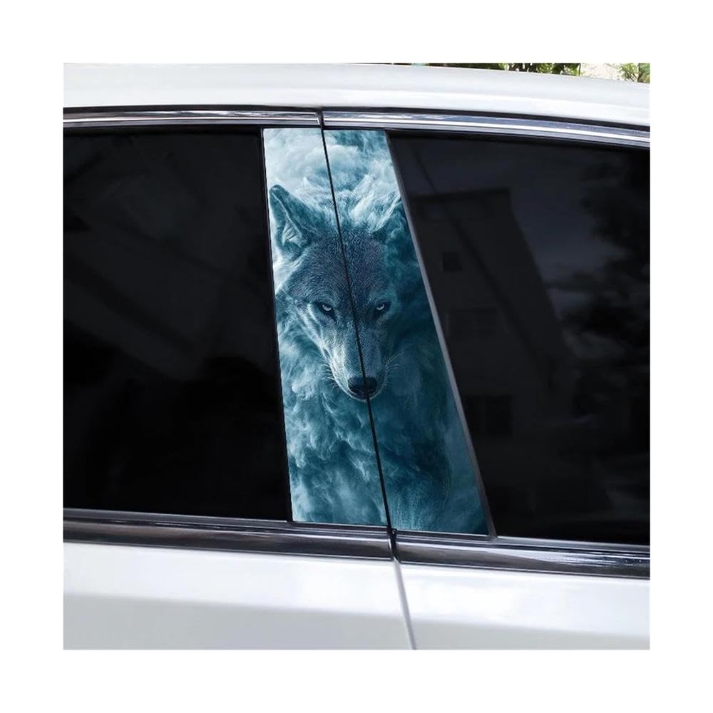 Body Parts 2pcs Wolf Head Car B-Pillar Sticker Waterproof Car Center Pillar Sticker(G)