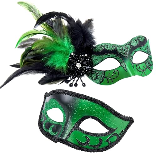 Masque de bal masqué avec plume résolvant le problème de style en couple