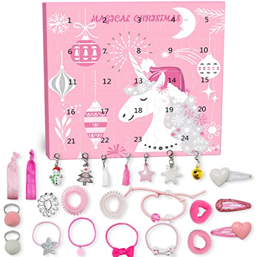 Manaror Advent Calendar, Christmas Countdown Calendar 24Pcs DIY Gift Kit with Fashion Jewelry,Hair Binder,Beads Charms,Cute Bracelets for Kids Girls Adults