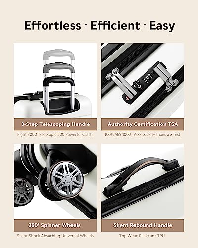 Luggex Expandable 20 Inch Carry On Luggage With Wheels, White Hard Shell Luggage With Usb Port And Pocket Compartment, Travel Carry On Suitcase Airline Approved #TOP5