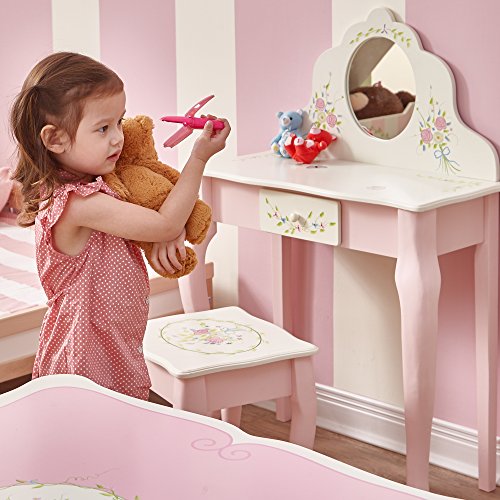 Fantasy Fields - Bouquet Thematic Kids Classic Vanity Table and Stool Set with Mirror | Imagination Inspiring Hand Crafted & Hand Painted Details Non-Toxic, Lead Free Water-based Paint - Thumbnail 2