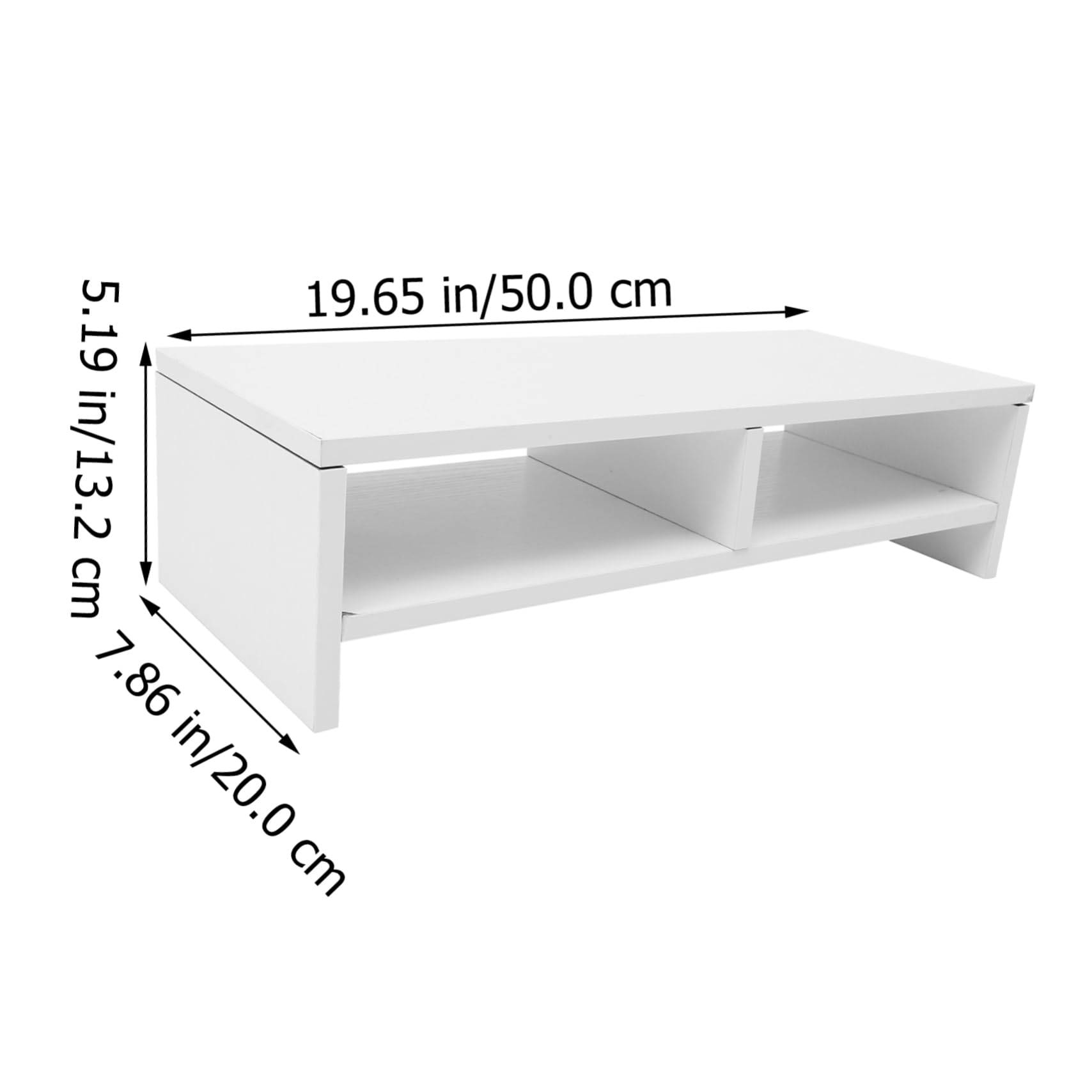 Supporto per Monitor da Scrivania in Legno Bianco Design a Doppio Strato, Rialzo per Computer e Laptop, Organizza Lo Spazio Ufficio in Modo Efficiente e Ordinato