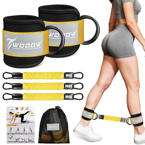 Ankle Resistance Bands with Cuffs, Ankle Bands for Working Out, Ankle Resistance Band for Leg, Glutes Workout Equipment, Booty Workout Equipment for Kickbacks Hip Fitness Training