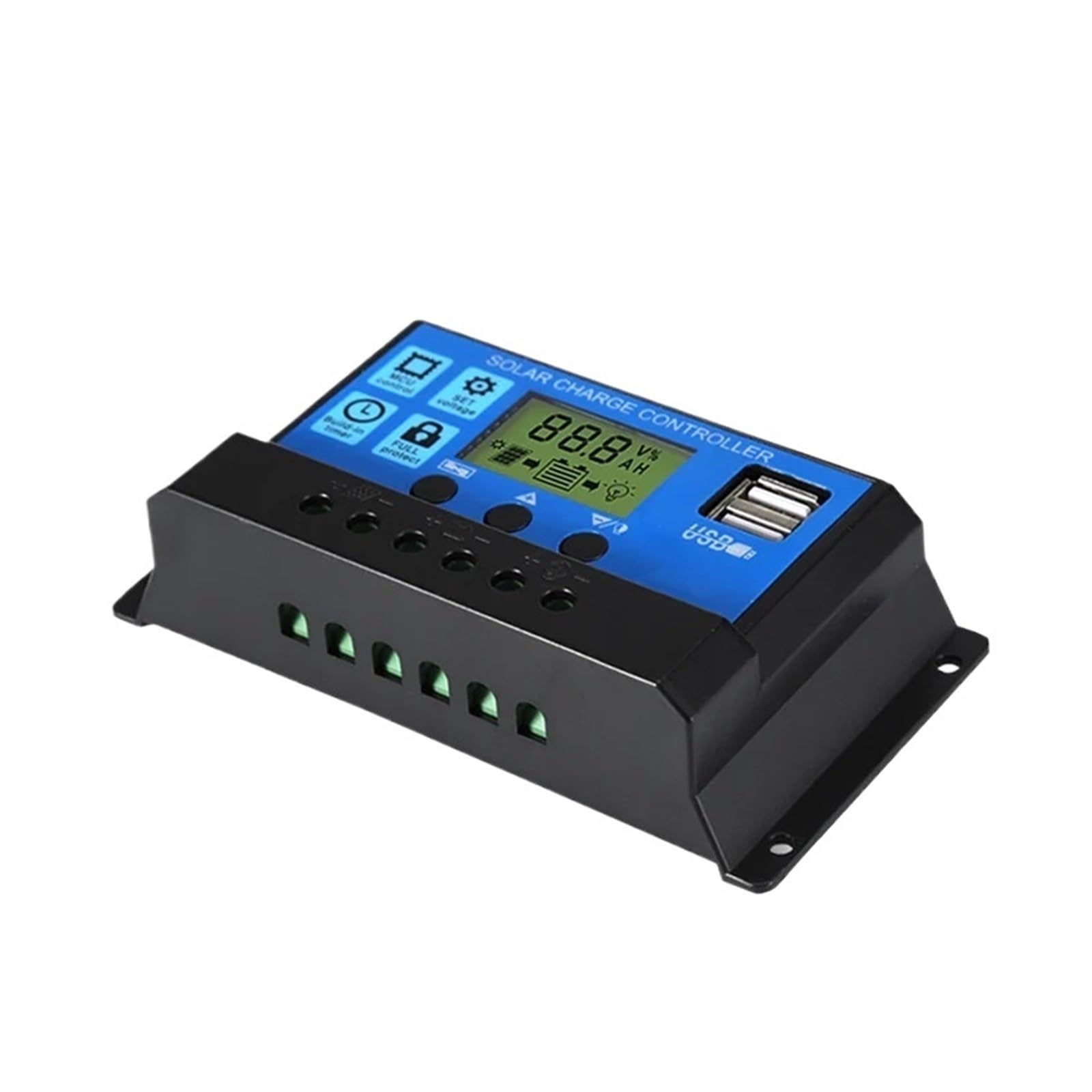 Wydajny Regulator Solarny 12V 24V 60A 50A 40A 30A 10A Regulator Napięcia Solarnego PWM Ładowarka Akumulatorów Wyświetlacz LCD Podwójne Wyjście USB 5V(50A)