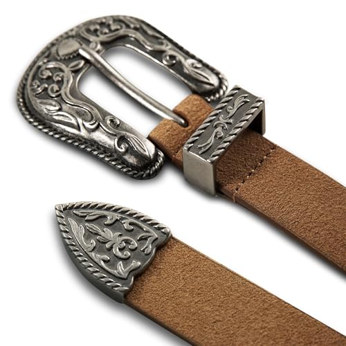 Image of Lucky Brand Women's Western Leather Belt | Classic | Fashion | Vintage | Buffalo Leather | Western-Inspired