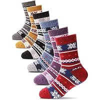 PROETRADE Thermal Merino Wool Socks for Kids Toddlers Girls Boys Warm Thick Walking Winter Crew Heavy Boot Cosy Hiking Socks 6 Pack