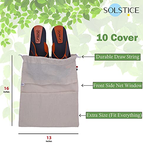 Image of SOLSTICE Cotton Shoe Cover | Washable Reusable Bag for Shoes /Flip Flops | Travelling and Storage (Pack of 10)