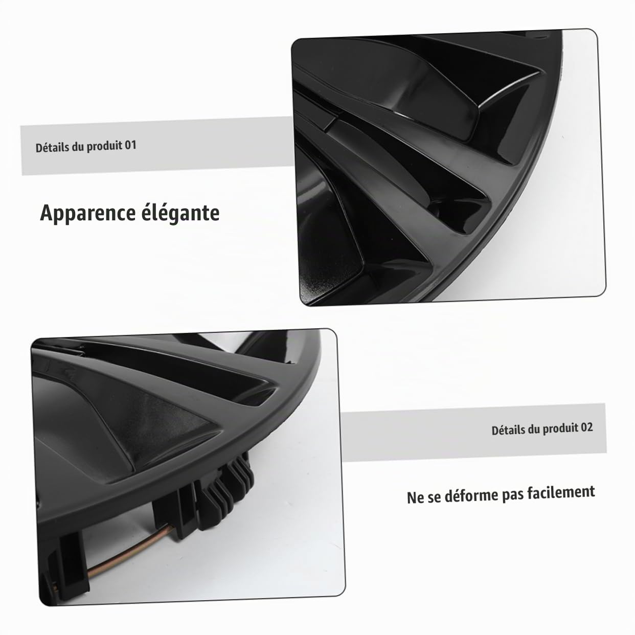 Cache-moyeux Automobiles 15 Pouces en PP Noir, Protection et Pose Facile