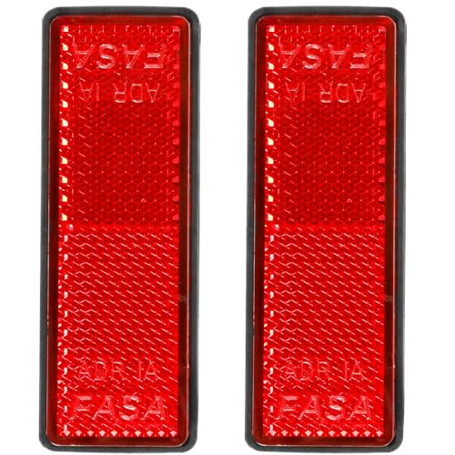 AGRISHOP 2x Rechteckige Reflektoren zum Kleben Rot Eckige Reflektoren Selbstklebend Katzenauge Anhänger Reflektor für Zaun Wohnwagen Traktor
