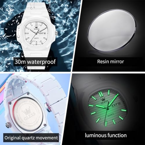 Image of OLEVS Mens Watches Analog Quartz Unisex Watches Square Resinous 3ATM Waterproof Day Date Sport Fashion Dress Wrist Watch