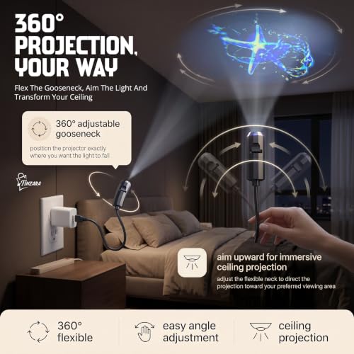 Image of Mini Galaxy Projector Night Light, USB Starry Sky LED Lamp with 1 Projection Slide, 360 Rotating Flexible, Portable Ceiling & Wall Projector for Bedroom, Kids Room & Home Decor (6 Slide) (Small)