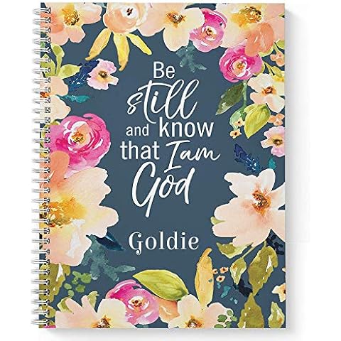 Gotcha Covered Notebooks Be Still Personalized Religious Notebook/Journal, Laminated Soft Cover, 120 pages of your selected paper, lay flat wire-o spiral. Size: 8.5” x 11”. Made in the USA Cover