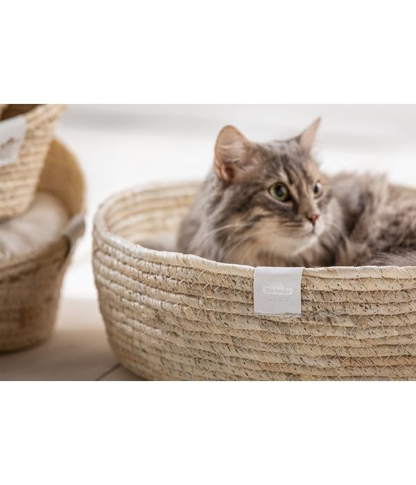 Dehner Premium Lovely Kuschelbett Guter Schlaf, Ø 45 cm, Höhe 13 cm, Naturmaterial/Plüsch, weiß/beige