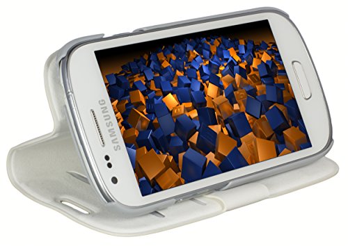 mumbi Estilo de libro de bolsillo compatible con Samsung Galaxy S3 mini I8190, blanc