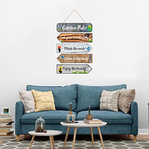 Image of Zesta Garden Rules Wooden Wall Hanging Decorative Items /Hanging Home Wall Decor Items /MDF Decoration Items /Cute Wall Art For Living Room /Home Decor Items Living Room