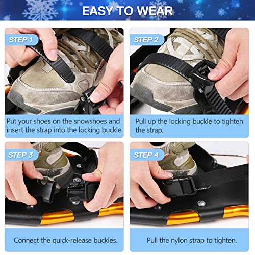 Lixada Lightweight Snowshoes For Men Women Youth , Aluminum Alloy Terrain Snow Shoes 21/25/29 Inches Adjustable Ratchet Bindings Snow Shoes With Carrying Bag (25In, Blue) #TOP6