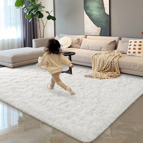HOMORE Area Rug for Living Room 5x8 Fluffy Rug Modern Shag Rugs for Bedroom, Super Soft and Comfy Carpet, Cute Carpets for Kids Nursery Boys Girls Room Decor, Ivory