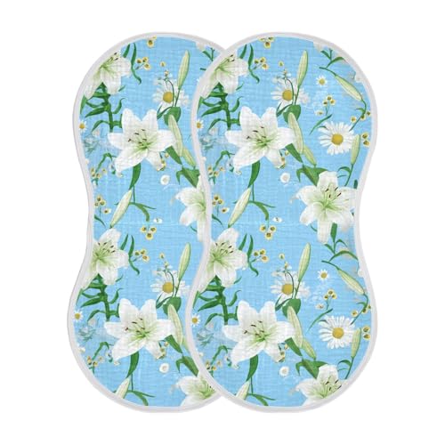 4 Pack Baby Burp Cloths, Soft Absorbent Burping Cloths for Babies, Cotton Milk Spit Up Rags, Large Size for Newborns, Baby Boys and Girls (Lily Floral Pattern)2