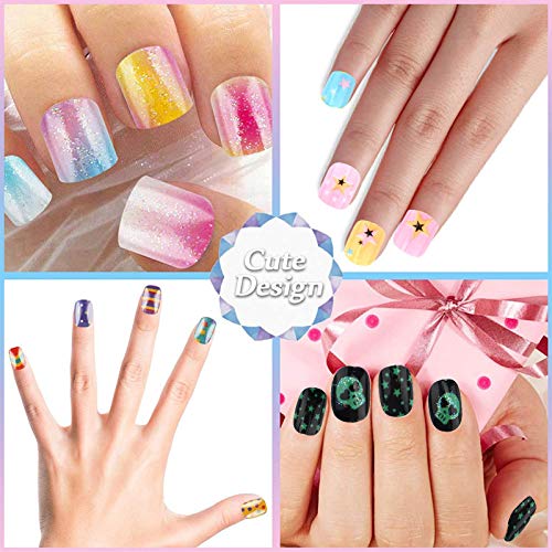 tao pipe Kinder Nägel, 108 Stück Selbstklebende Fingernägel zum Aufkleben Kunstnägel Fake Nails zum Aufkleben Nagelset… – Bild 5