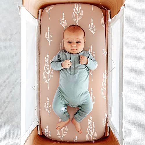 Image of GRSSDER Stretchy Ultra Soft Fitted Bassinet Sheet Set 3 Pack, Universal Fit for Bassinets Baby Cradle Moses Basket Oval Rectangle Mattress, Pretty Fox for Baby Girls