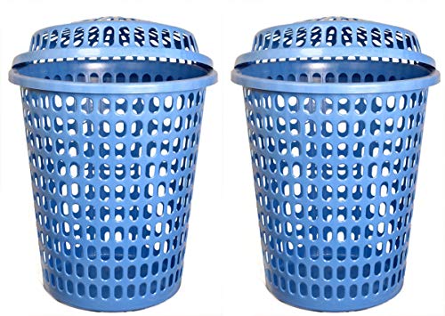 Image of Plastic Laundry Basket /Bag, 17x17x21 inch, 50L, Blue, Set of 2