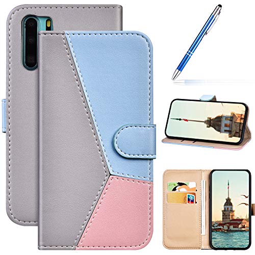 Robinsoni Case Compatible with Huawei P30 Pro Phone Case Wallet PU Leather Geometric Case Kickstand Notebook Cover Folio Flip Stand Book Style Case TPU Silicone Shockproof Marble Case Gray Pink Blue