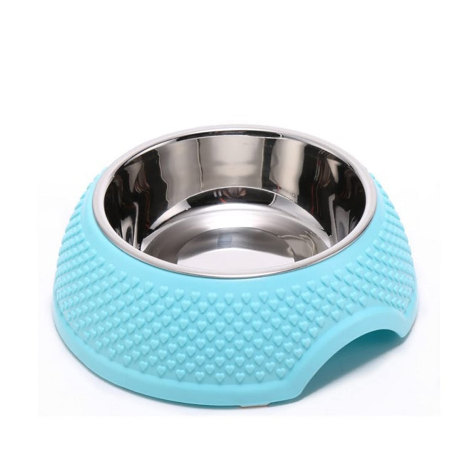 Emily Pets Pet Double Dog Cat Bowls Premium Stainless Steel Dog Bowls Cat for Slow Food Treat Pet Dog for Puppy Treat | Small Medium | Blue Pack of 1