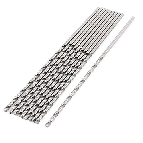 Aexit 160mm Long Tool Holder 3mm Dia HSS Straight Drill Hole Twist Drill Drilling Bit Silver Tone 10Pcs Model:49as157qo121
