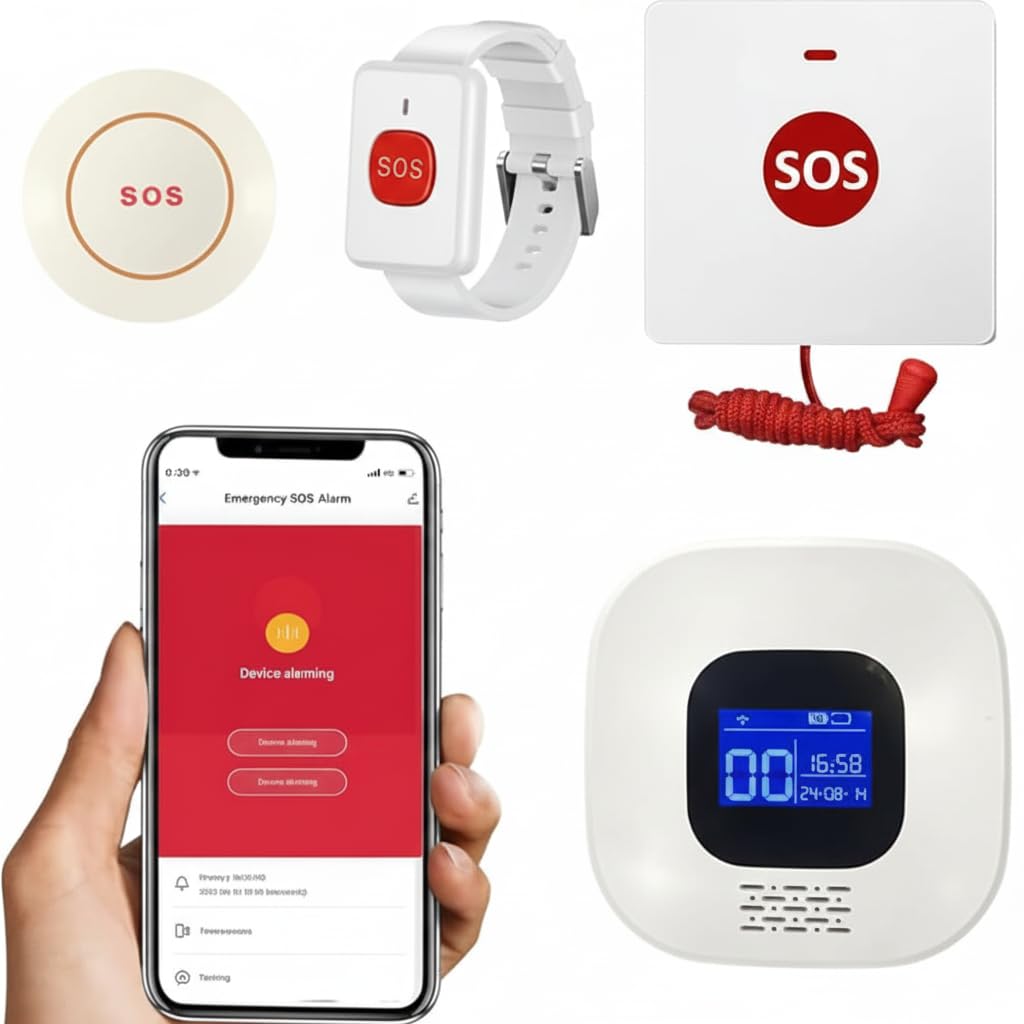 VOCA Smart WiFi Wireless SOS Pager System | Caregiver Call Button & Emergency Alert Watch | Panic Button Alarm for Elderly, Seniors, Patients,