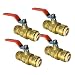 PROCURU 3/4-Inch PushFit Brass Ball Valve | Push-to-Connect, Full Port, Heavy Duty Valve for Copper, PEX, CPVC, Lead Free Certified (4-Pack, 0.75 Inch (3/4"))