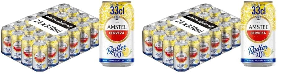 Amstel Radler 0,0 Cerveza Limon Sin Alcohol Pack Lata, 24 x 33cl (Paquete de 2)