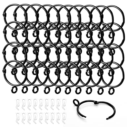 Curtain Hooks and Rings, 40 Pcs Black 32mm Internal Diameter The Can Be Opened and Closed curtain rings metal and Plastic Curtain Hooks,for Hanging Rings Curtains and Rods (40 Pcs) Curtain Hooks and Rings, 40 Pcs Black 32mm Internal Diameter The Can Be Opened and Closed curtain rings metal and Plastic Curtain Hooks,for Hanging Rings Curtains and Rods (40 Pcs)