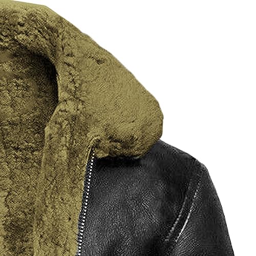 Chaqueta de cuero gruesa para hombre tipo bomber miniatura 4