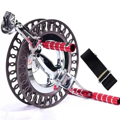 KK-GAL Heavy Duty Metal Kite String Reel, Alloy Kite String Spool for Adults, Professional Kite String Winder Grip Wheel, Metal Roller with Belt & Abdominal Support for Big Kites,30cm