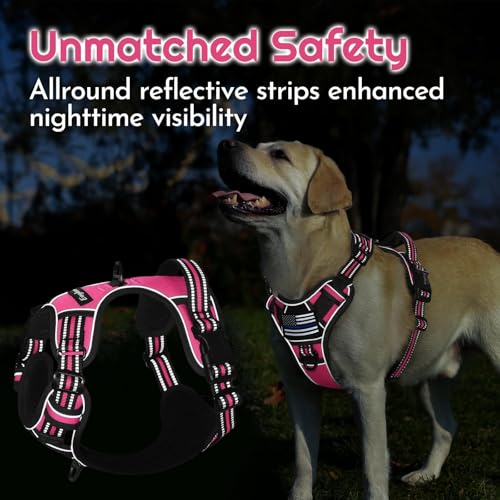 Eagloo Harnais pour chien de petite taille, réglable, anti-traction, avec 3 boucles, doux, rembourré, facile à promener avec poignée, gilet réfléchissant anti-étranglement avec 2 clips pour laisse, – vue 9